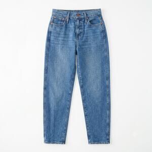 J Crew Peggy Barrel Leg Jeans Medium Wash High Rise Stretch Denim Womens 24